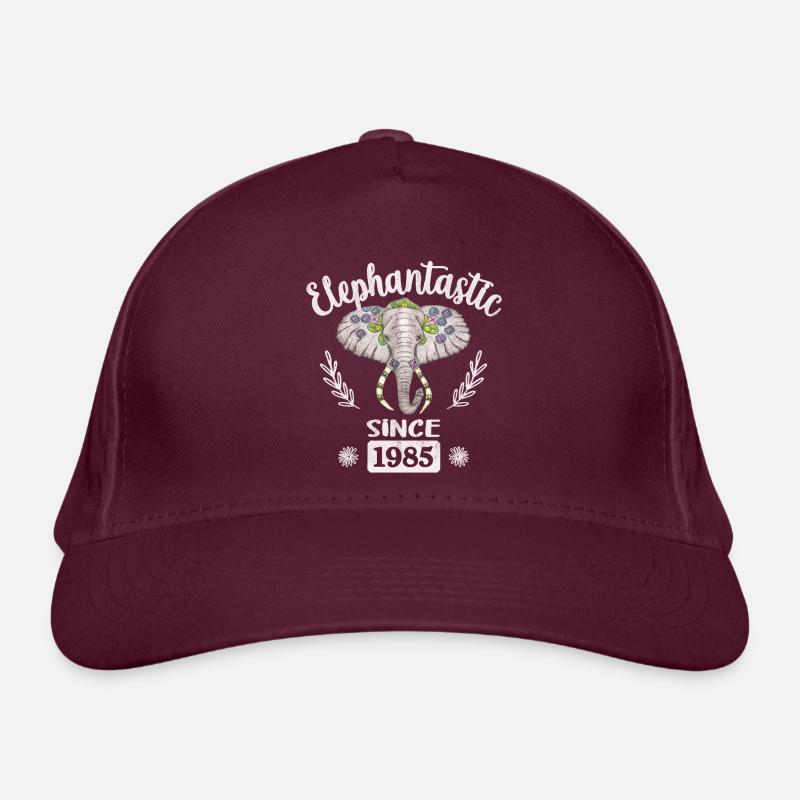 Elephantastic since 1985, Elefantenkopf geschmückt Bio-Baseballkappe