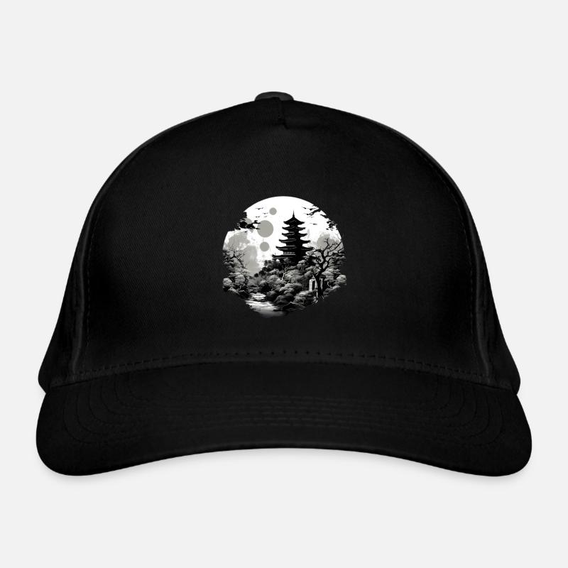 Japan black and white Organic Baseball Cap