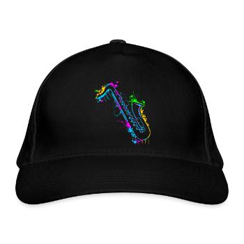Saxophone saxophone saxophonist - Organic Baseball Cap - black - Front