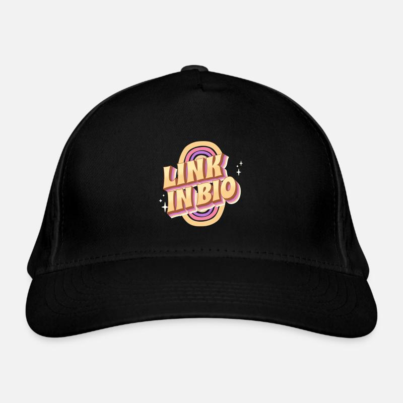 Link in Bio - Regenbogen - Bio-Baseballkappe - Schwarz