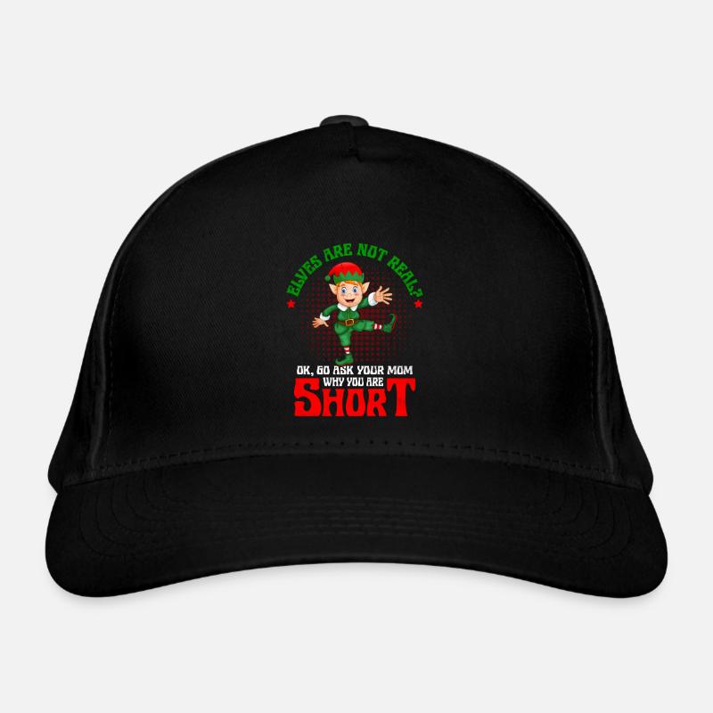 Fragen Sie Ihre Mutter, warum Sie ein kleiner Weihnachtselfenwitz sind Bio-Baseballkappe