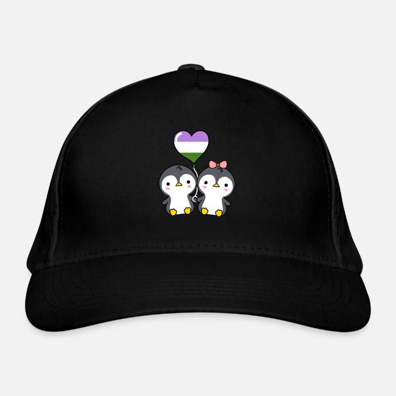 Penguin pair Genderqueer Pride Organic Baseball Cap