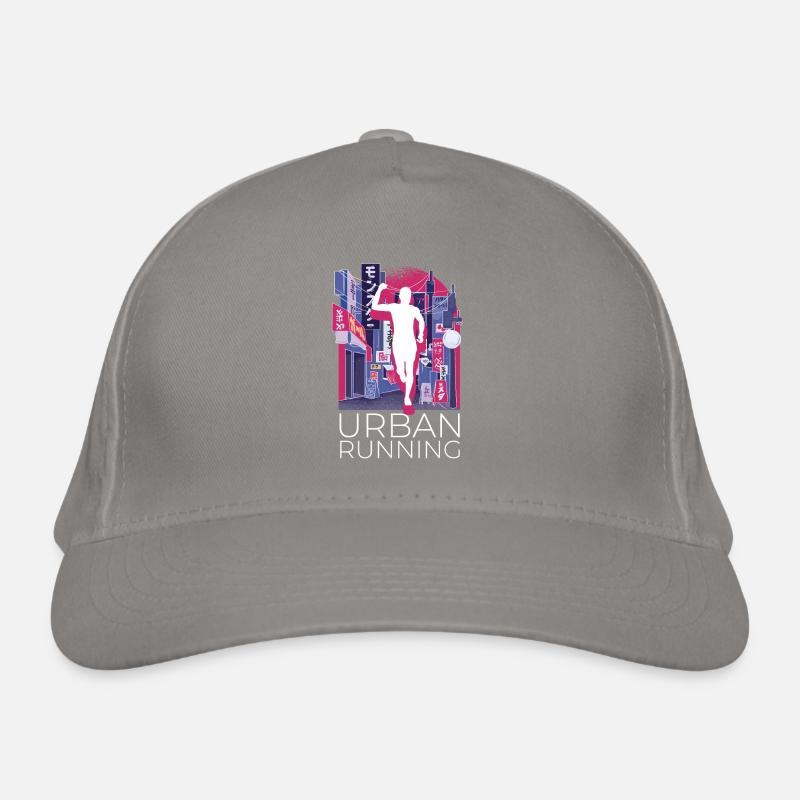 Vaporwave Synthwave Skyline Marathon, Trail Running Casquette classique bio