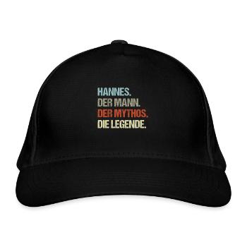 Hannes der Mann der Mythos die Legende - Bio-Baseballkappe - Schwarz - Vorne