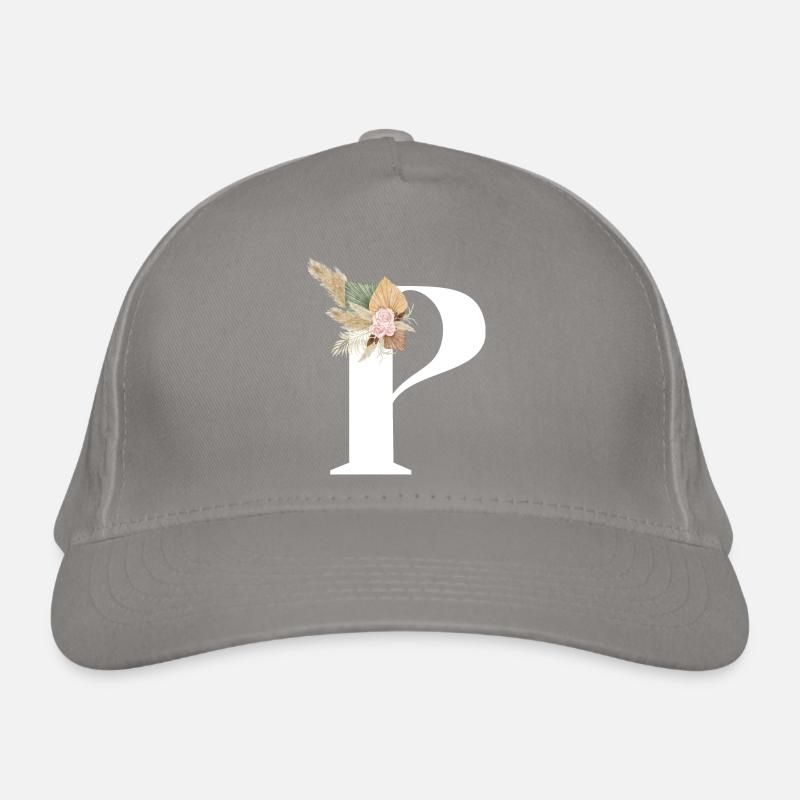 Buchstabe P blumig Bio-Baseballkappe