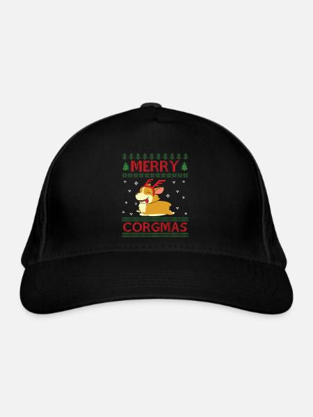 Joyeux chien Corgmas disant Noël laid - Casquette classique bio - noir - Devant