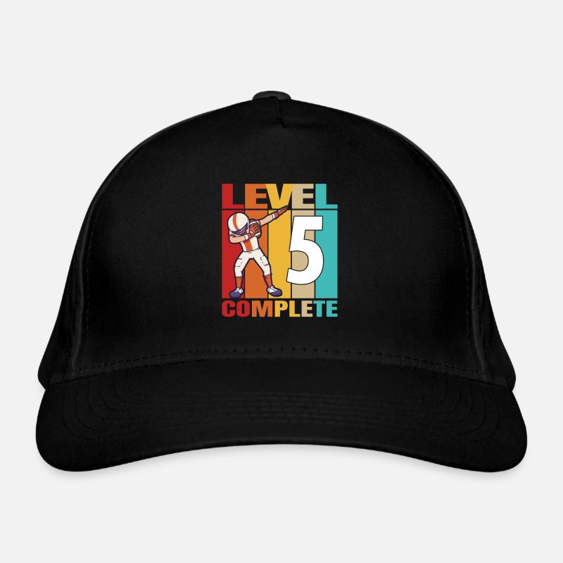 5th Football Birthday Level 5 Complete 5 Years Old Organic Baseball Cap