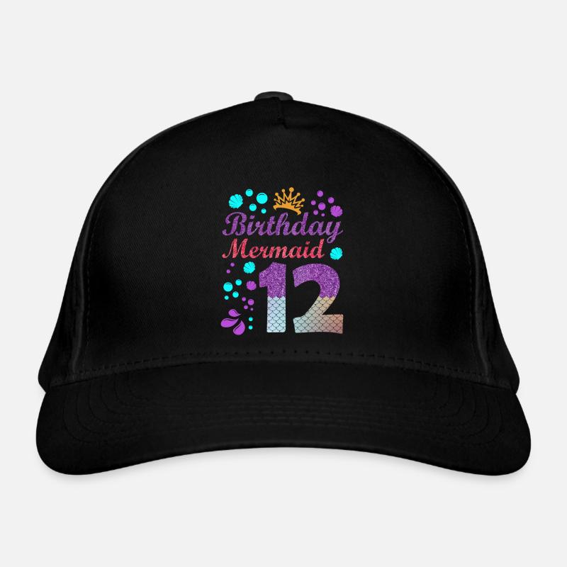 Birthday Mermaid 12 Shell Summer Vibe 12 Organic Baseball Cap