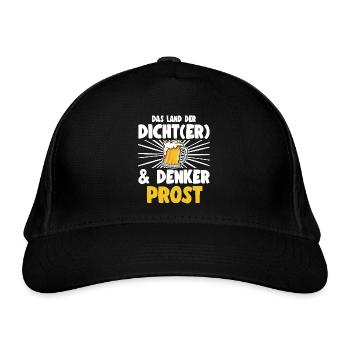 Trinksprüche Das Land Der Dich(t)er & Denker Prost - Bio-Baseballkappe - Schwarz - Vorne