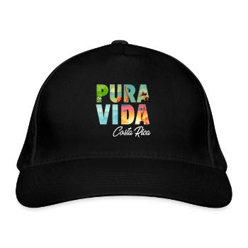 Pura Vida Costa Rica Papagei Tropischer Jungle - Bio-Baseballkappe - Schwarz - Vorne