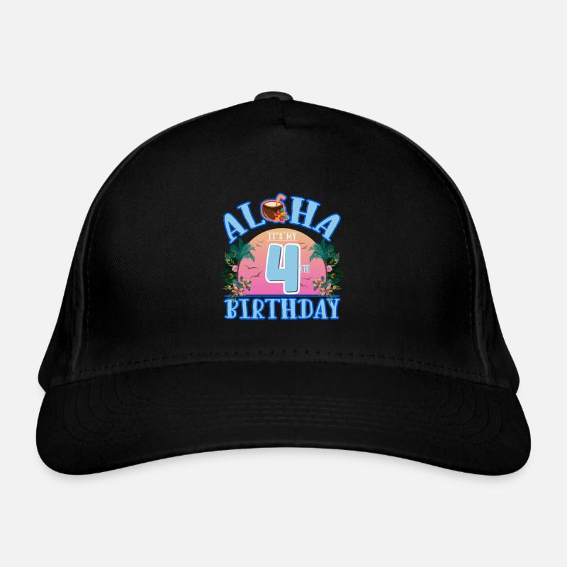 Aloha It's My 4th Birthday Coconut Drink and Organic Baseball Cap