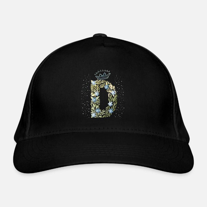 Monogram letter D with crown, floral ornament Organic Baseball Cap