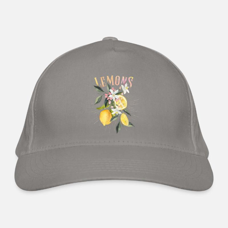 Lemon, botanical illustration, lemon blossoms Organic Baseball Cap