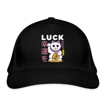Lucky Cat Good Luck - Organic Baseball Cap - black - Front