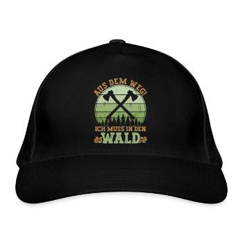 Aus dem Weg ich muss in den Wald - Bio-Baseballkappe - Schwarz - Vorne
