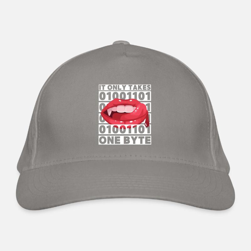 Bit Bytes Binary Computer Nerd, Vampire, Saying, Pun Organic Baseball Cap
