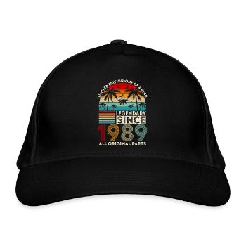 Legendär seit 1989 alle Originalteile - Bio-Baseballkappe - Schwarz - Vorne