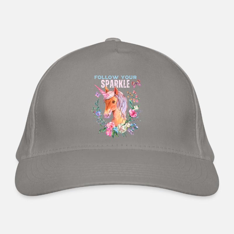 Einhorn, Unicorns mit Blumen und Spruch Bio-Baseballkappe