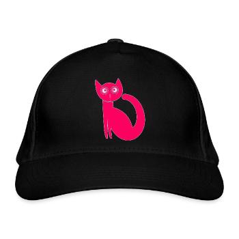Cute cat, funny cat, original, naïve, pink - Organic Baseball Cap - black - Front
