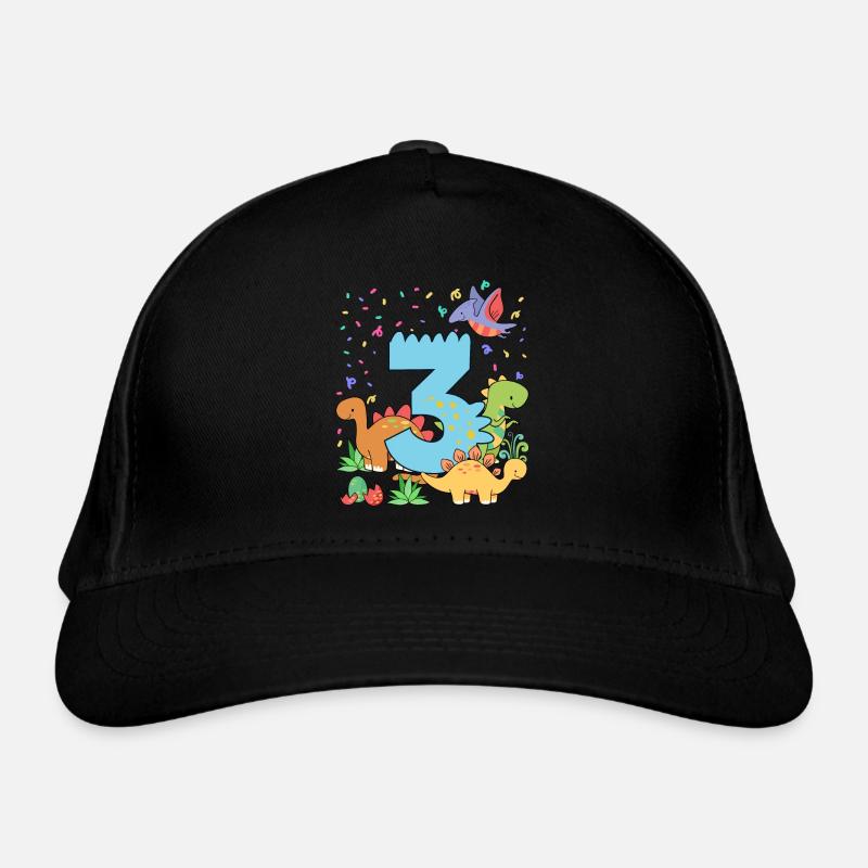 Herd of cute dinosaurs 3rd birthday 3 Organic Baseball Cap