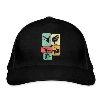 Retro Breakdance Breakdancer Tanzen - Bio-Baseballkappe - Schwarz - Vorne