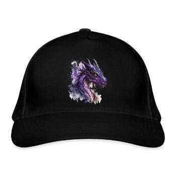 Purple Watercolor Dragon - Organic Baseball Cap - black - Front