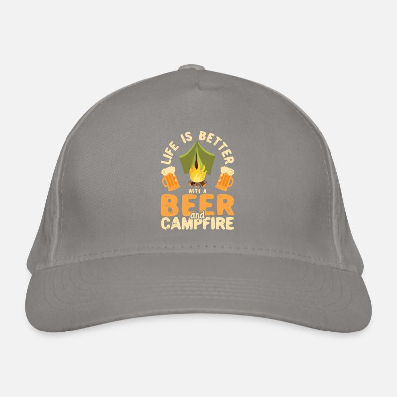 Das Leben ist besser mit einem Bier und Lagerfeuer Bio-Baseballkappe