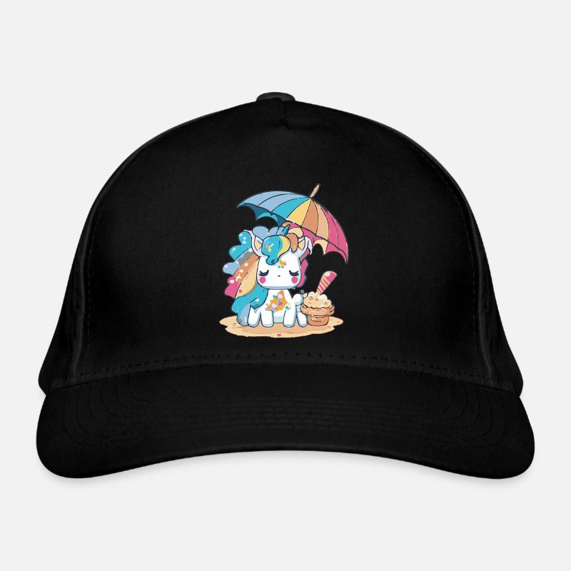 Une licorne aux cheveux arc-en-ciel Casquette classique bio