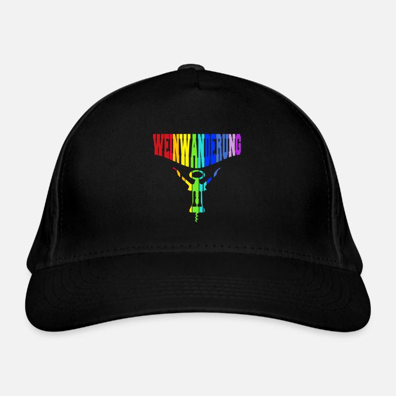 regenbogenfarben bunter Korkenzieher Weinwanderung Bio-Baseballkappe