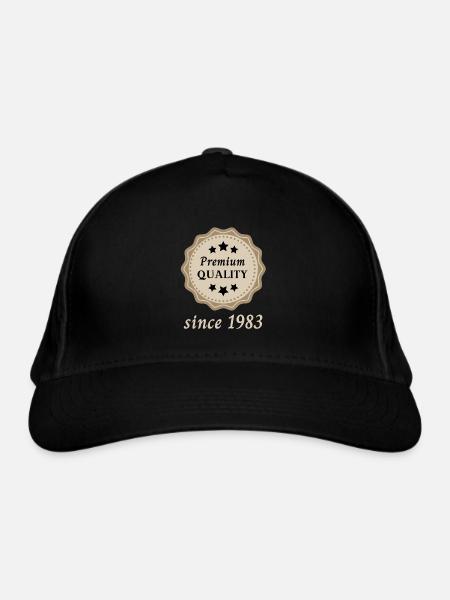 Premium Quality since 1983 - Bio-Baseballkappe - Schwarz - Vorne