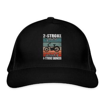 2 Stroke Power 4 Stroke Sadness Vintage Mofa Moped - Bio-Baseballkappe - Schwarz - Vorne