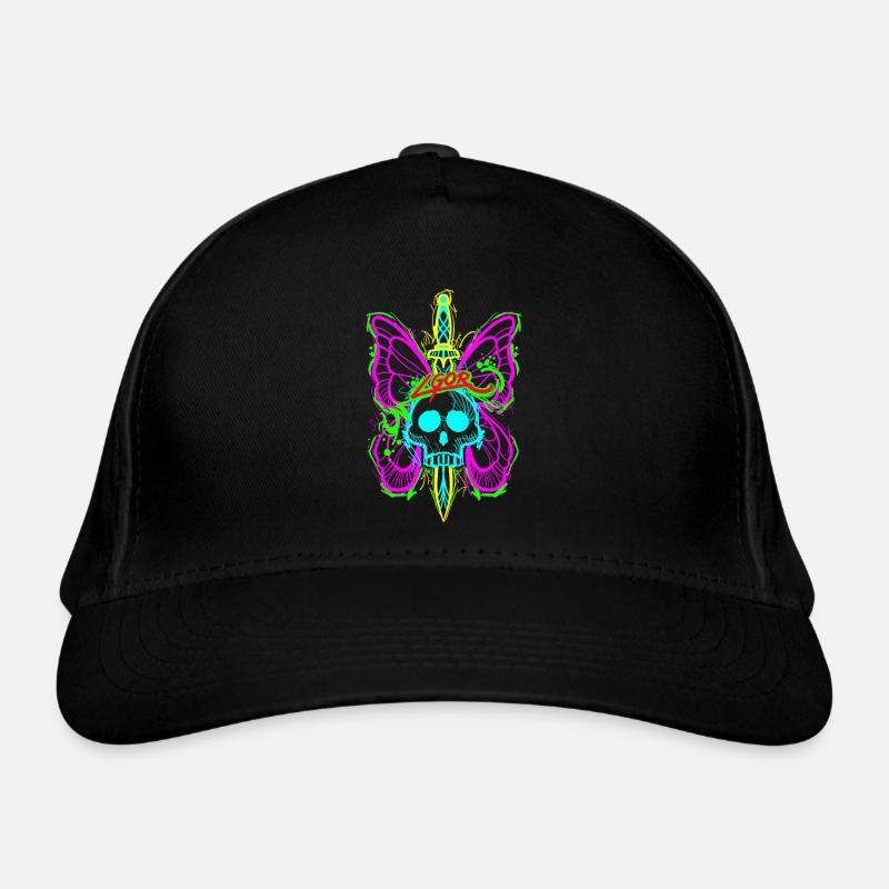 Totenkopf Schmetterling mit Dolch Bio-Baseballkappe