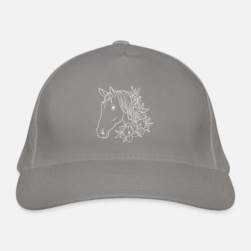 Pferd mit Blumen Bio-Baseballkappe
