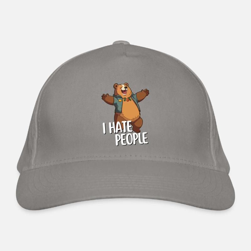 I Hate People - Bärenstarkes Design mit Sarkasmus Bio-Baseballkappe