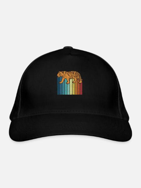 Retro Raubkatze Königstiger Wildkatze Sibirischer - Bio-Baseballkappe - Schwarz - Vorne