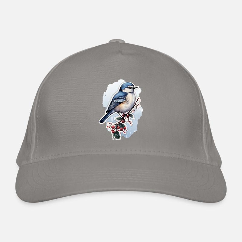 Vogel im Winter Bio-Baseballkappe