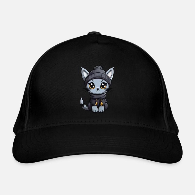 Katze Winter Comic Bio-Baseballkappe