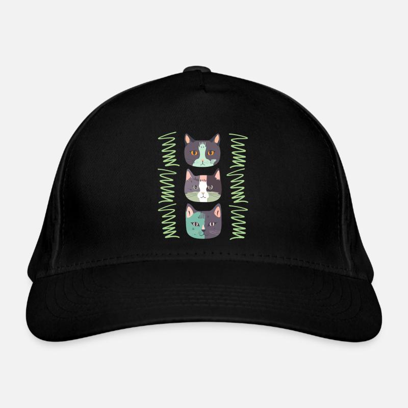 Cat Head, Three Cats, Cat Faces Organic Baseball Cap