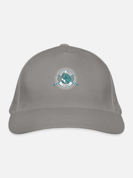 Vrais hommes poisson, pêcheur à la mouche, pêcheur à la volée, pêcheur à la ligne - Casquette classique bio - gris clair - Devant