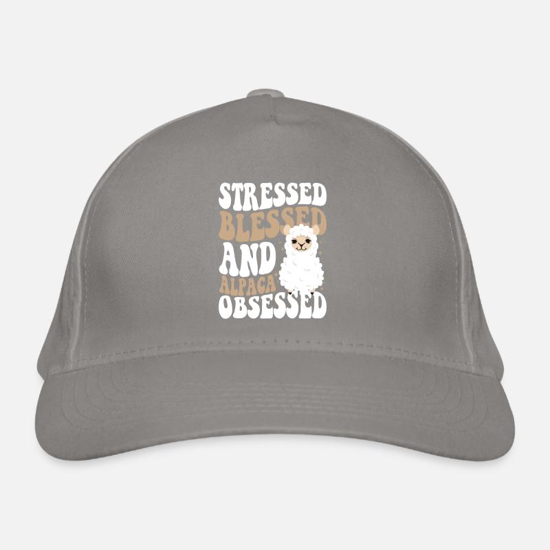 Stressed And Alpaca Obsessed Huacaya Lama Bio-Baseballkappe