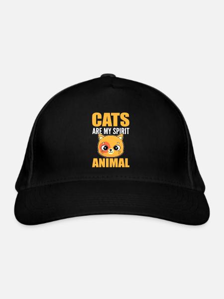 Cats Are My Spirit Animal Kätzchen Hauskatze Katze - Bio-Baseballkappe - Schwarz - Vorne