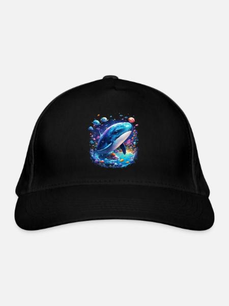 Baleine bleue - Casquette classique bio - noir - Devant