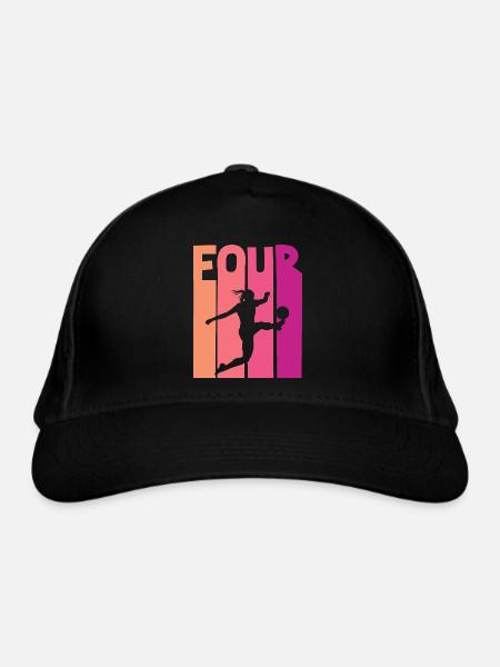 Footballer Soccer 4th Birthday - Organic Baseball Cap - black - Front