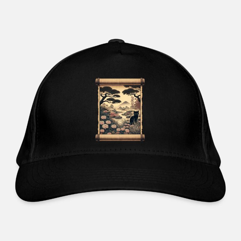 Mt. Fuji Flower Papyrus Scroll Retro Organic Baseball Cap