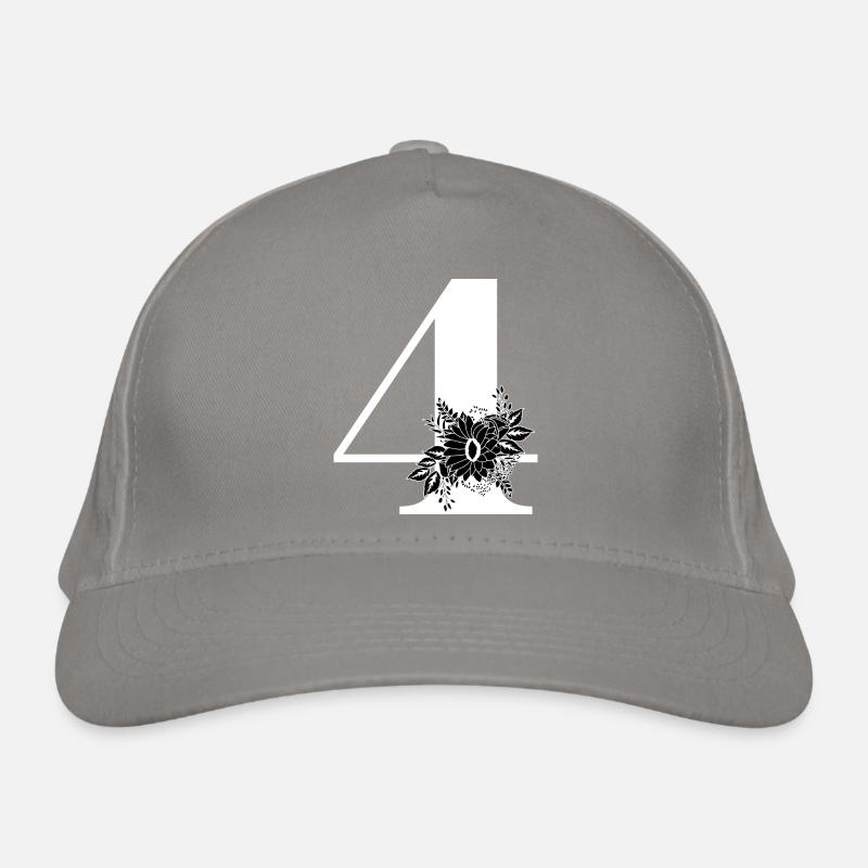 Numéro 4 floral noir -4e anniversaire floral Casquette classique bio