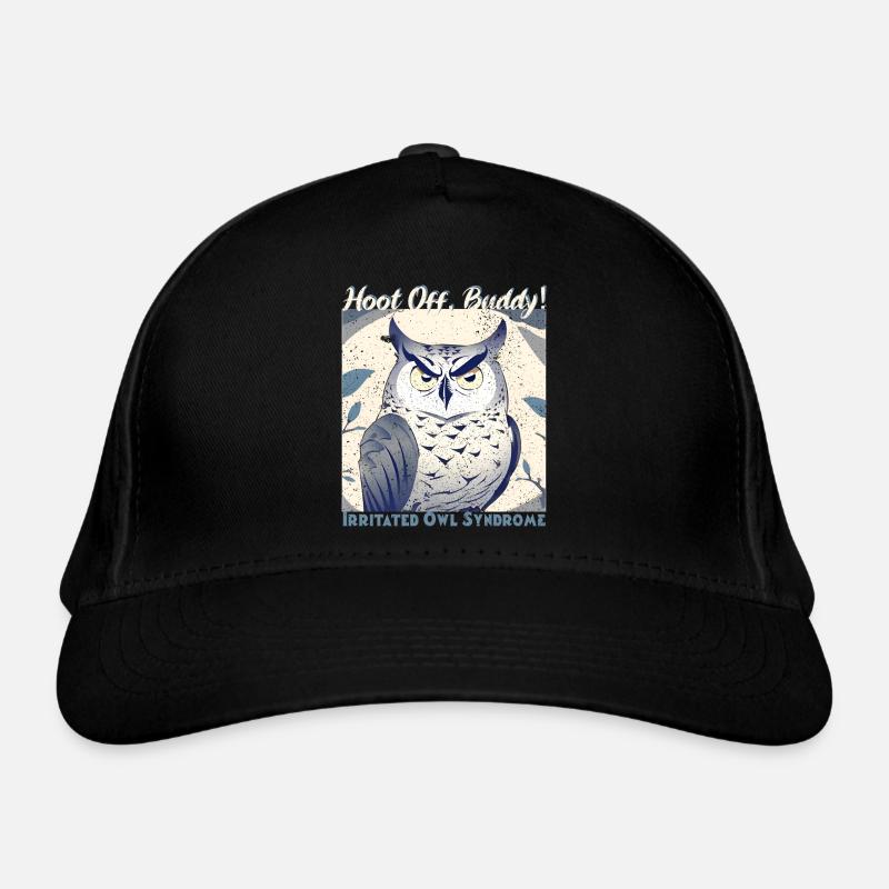 Irritated Owl-Buddy - Organic Baseball Cap - black
