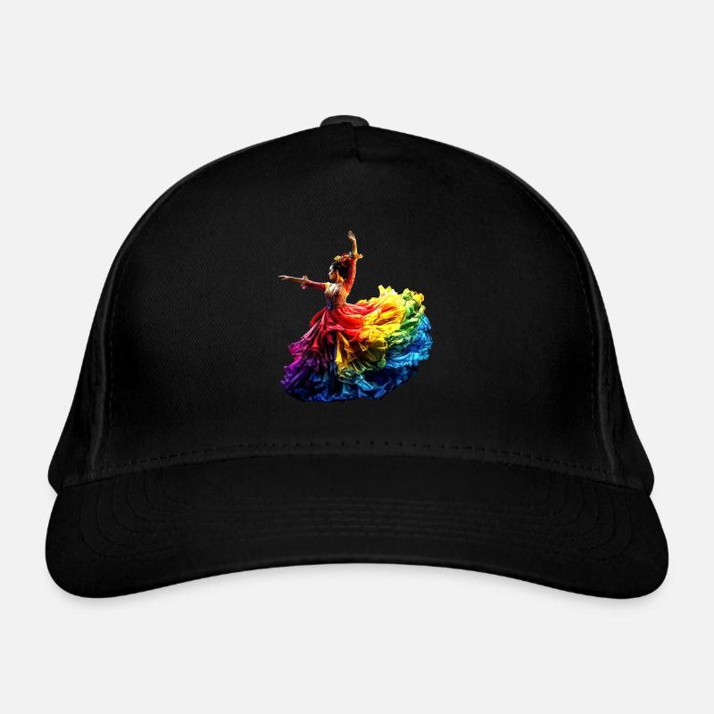 Danseuse de flamenco Arc-en-ciel Robe colorée Danse Casquette classique bio
