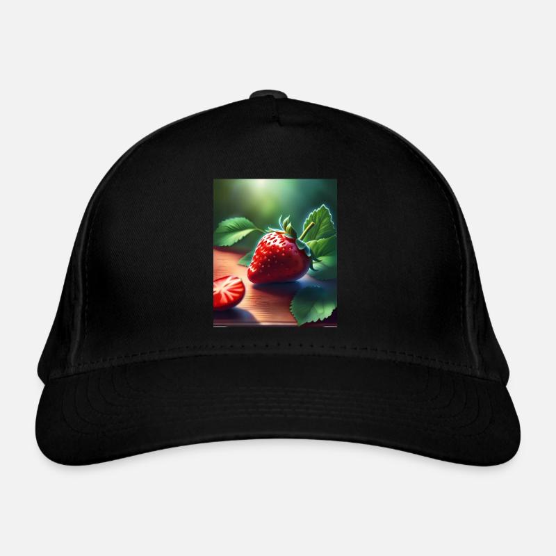 Rote saftige Erdbeere Bio-Baseballkappe