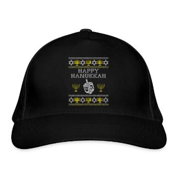 Joyeux Hanukkah Ugly Sweater Chanukah Juif Noël - Casquette classique bio - noir - Devant