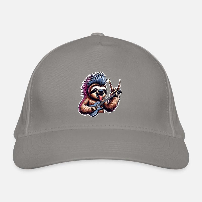 Sloth Rock and Roll Guitarist Organic Baseball Cap